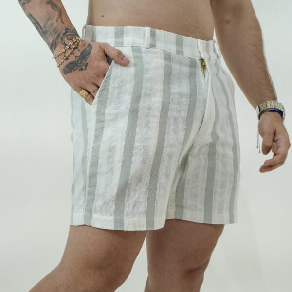 Bermuda Marfil Lineas Verdes Lino
